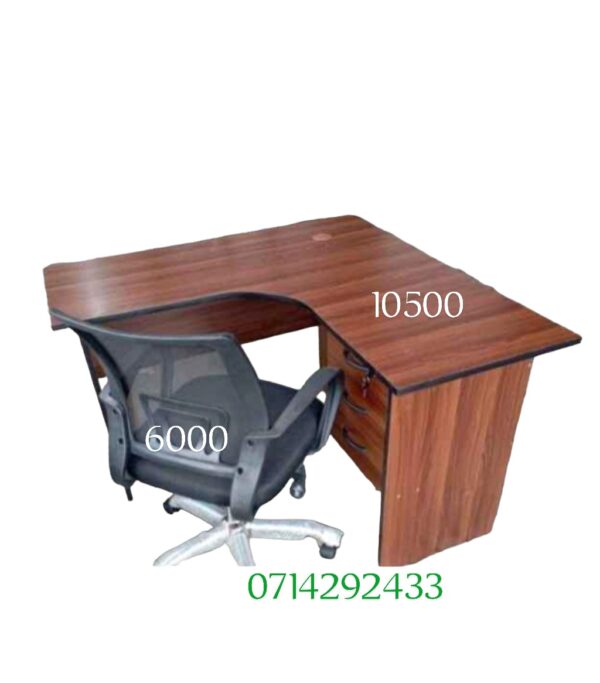 Executive L-Shaped Office Desk with Ergonomic Mesh Office Chair